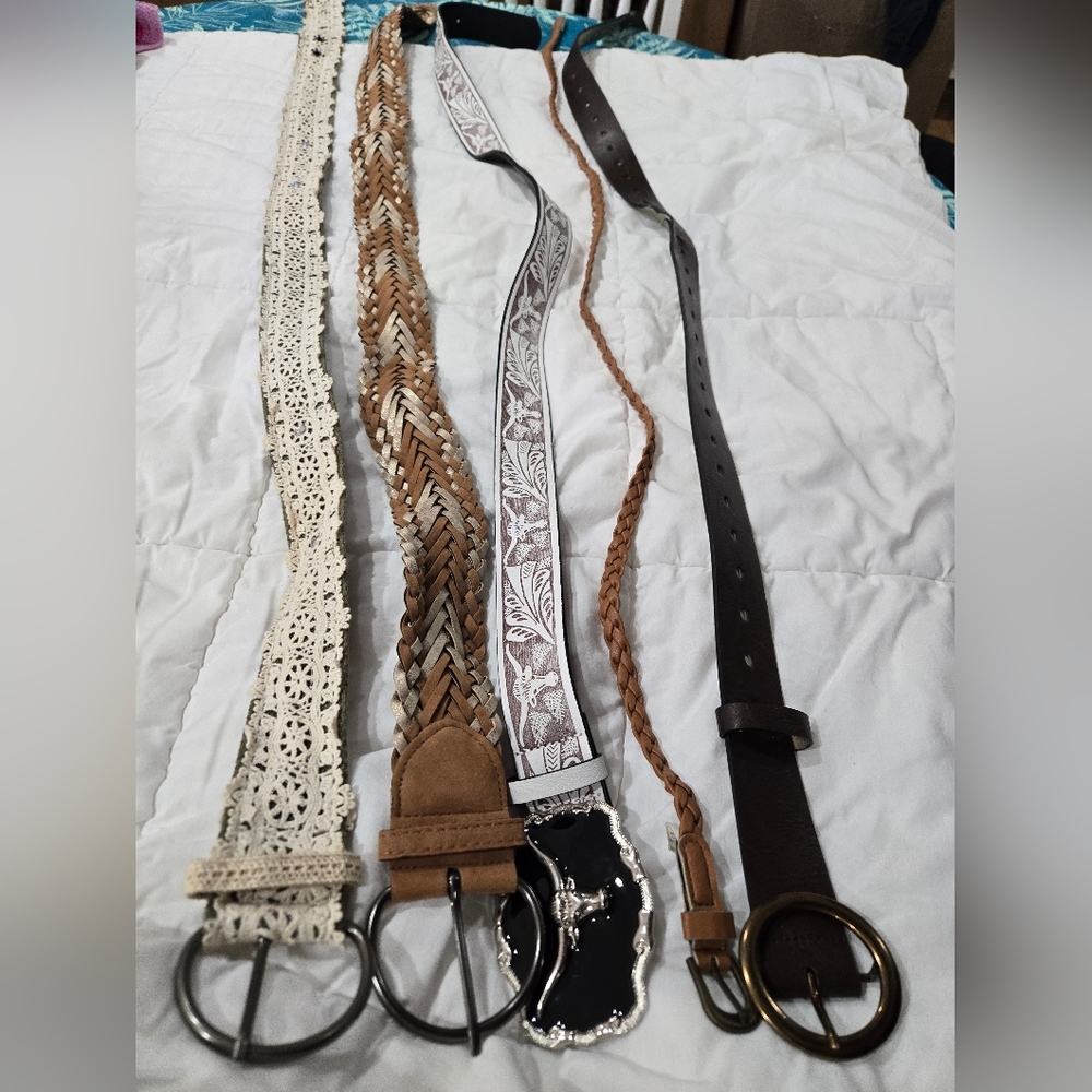 Brown and Cream Women's Belts Lot Of 5